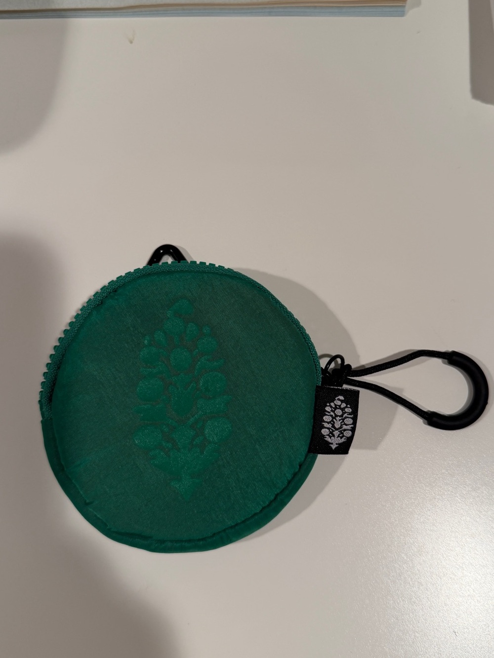 Free People Emerald Green Round Coin Pouch with Clip